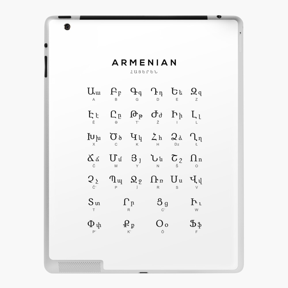 Armenian Alphabet Chart, Armenia Language Chart, White iPad Case & Skin  for Sale by typelab