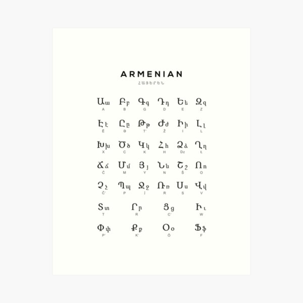 Western Armenian Alphabet Art Print