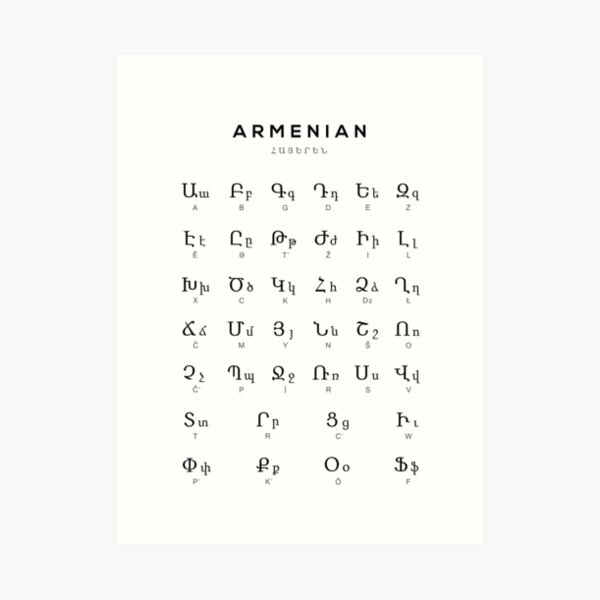 Armenian Alphabet Lowercase Art Board Print for Sale by Doopik