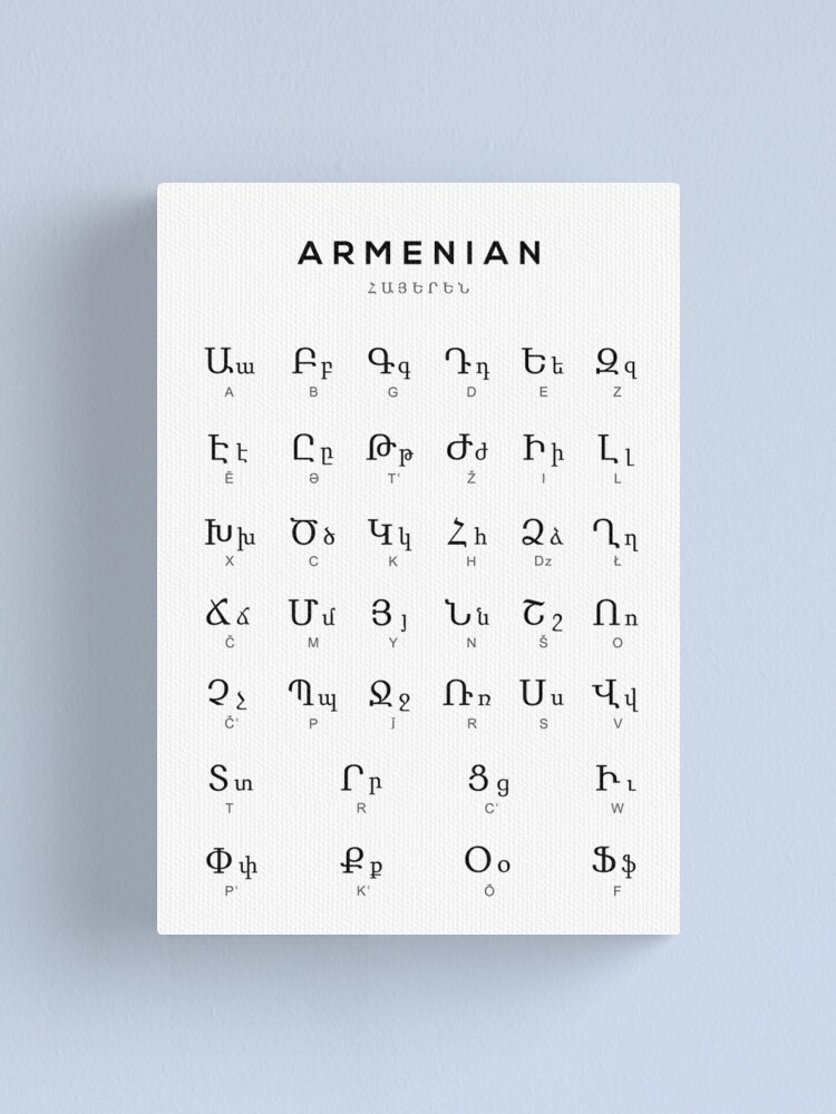 Armenian Alphabet Chart, Armenia Language Chart, White