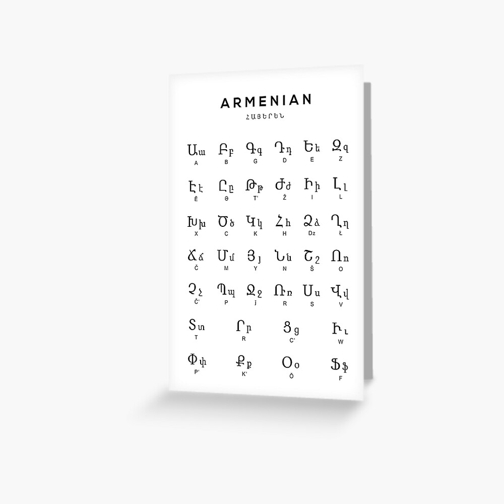 Armenian Alphabet Chart, Armenia Language Chart, Black | Art Board Print