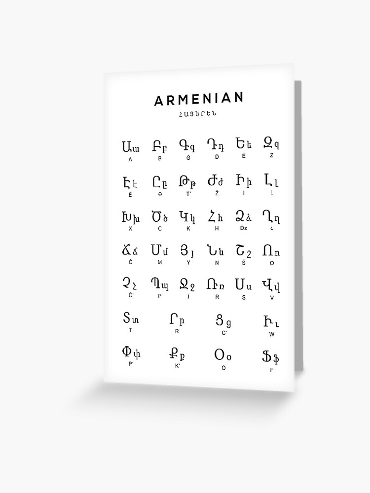 Armenian Alphabet Chart, Armenia Language Chart, White | Photographic Print