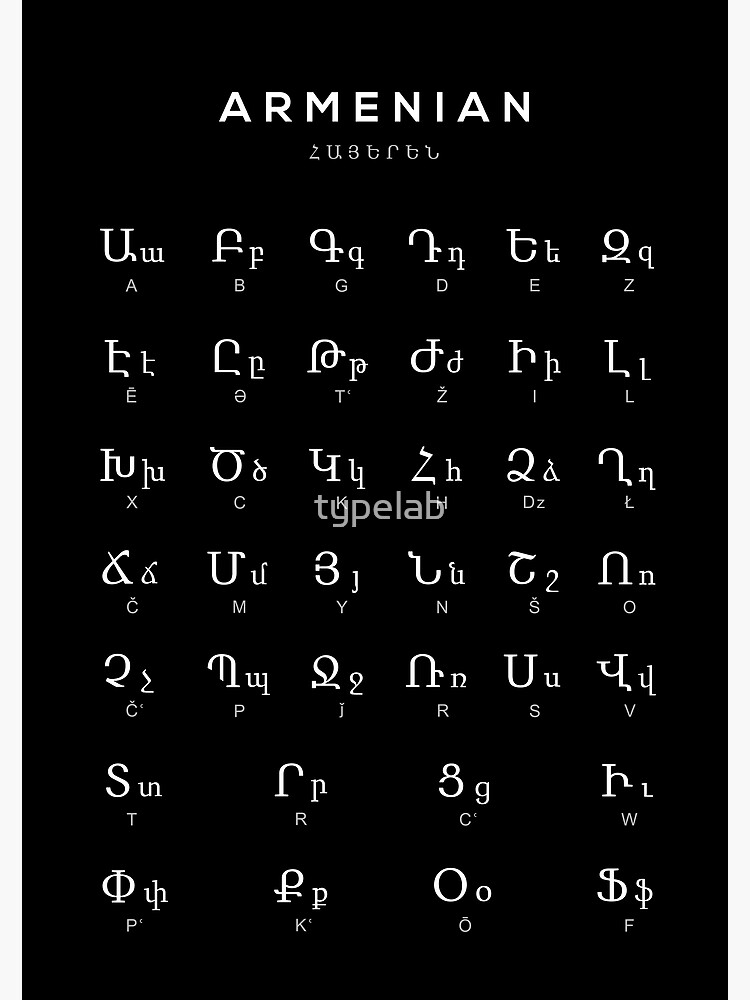 Armenian Alphabet Chart, Armenia Language Chart, White iPad Case & Skin  for Sale by typelab