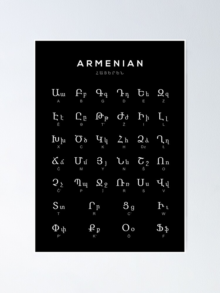 Armenian Alphabet Lowercase Art Board Print for Sale by Doopik