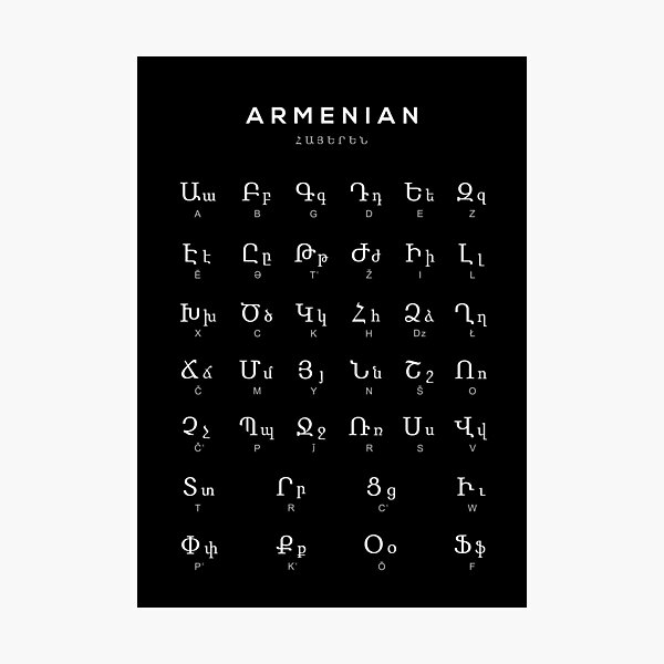 Western Armenian Alphabet Art Print