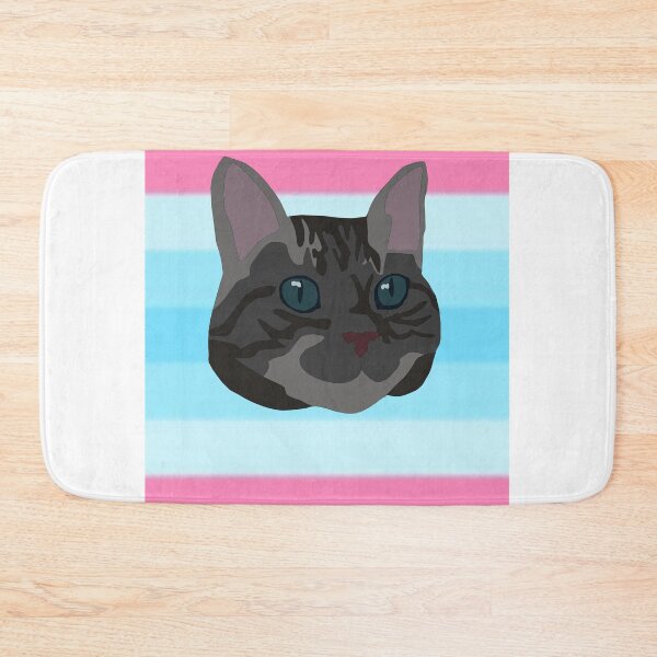 Item preview, Trans masculine flag behind a dark grey cat designed and sold by LeahcarsArt.
