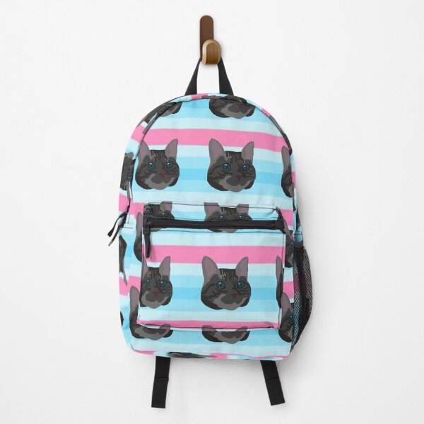 Item preview, Trans masculine flag behind a dark grey cat designed and sold by LeahcarsArt.