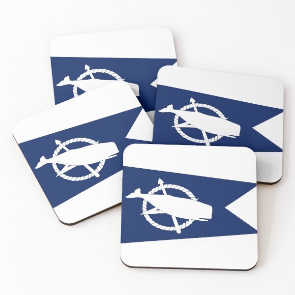 Item preview, Classic Blue and White Nantucket Island White Sperm Whale Burgee Flag Pennant designed and sold by podartist.