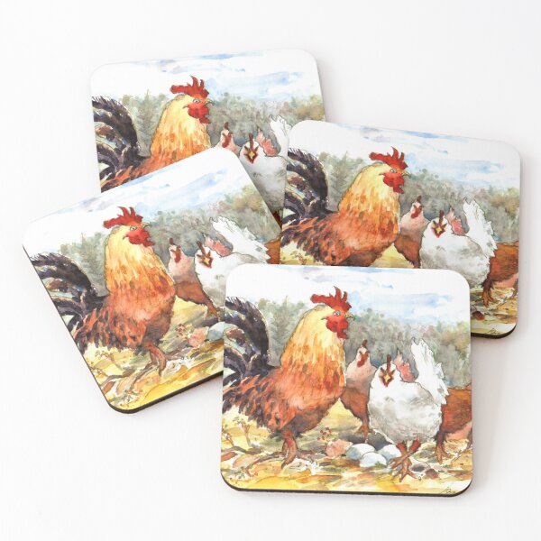 Item preview, A Rooster, His Hens And Their Brown And White Eggs On The Farm designed and sold by DonSylvester.