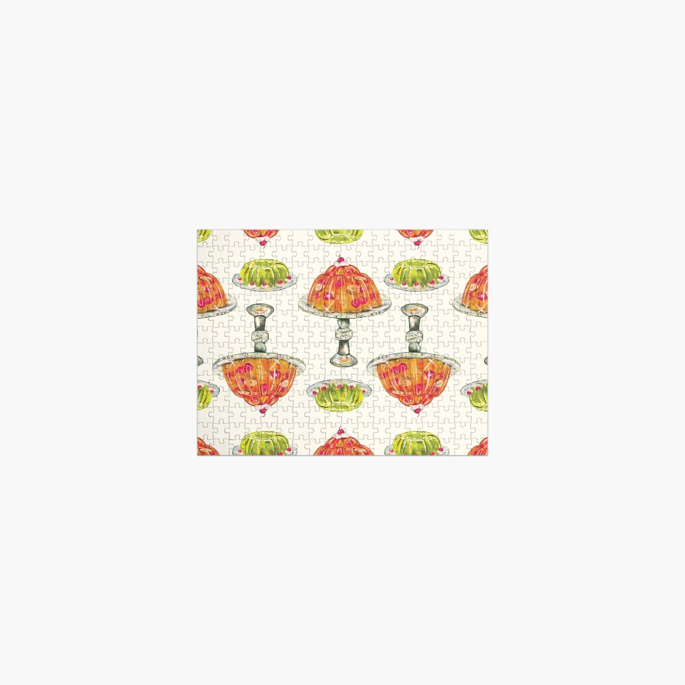 Vintage Cherry & Lime Jello Mold Pattern. Cute & Nostalgic Kitchen Wall Decor Gift Jigsaw Puzzle