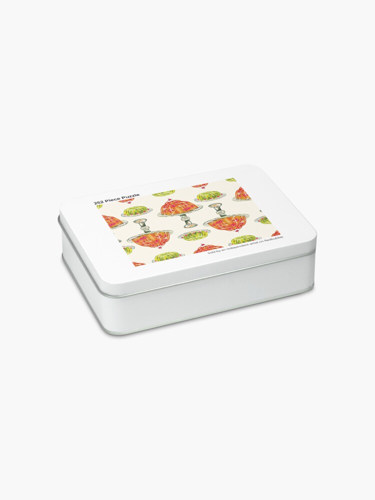 Alternate view of Vintage Cherry & Lime Jello Mold Pattern. Cute & Nostalgic Kitchen Wall Decor Gift Jigsaw Puzzle