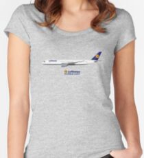 Illustration of Lufthansa Airbus A350 Women's Fitted Scoop T-Shirt
