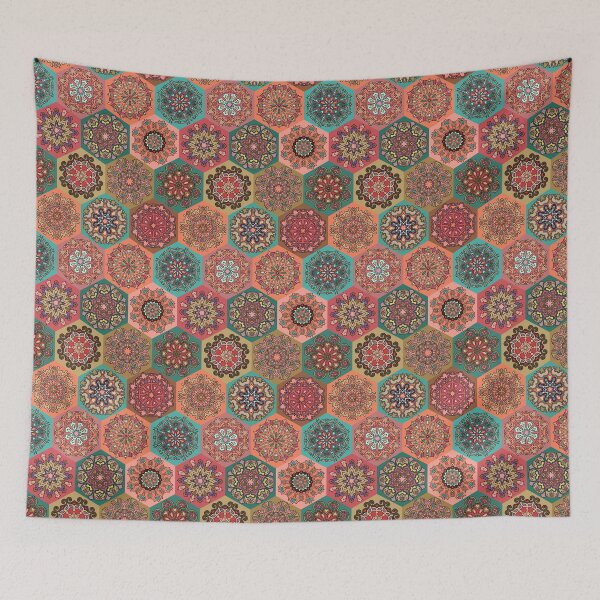 Item preview, Vintage patchwork with floral mandala elements designed and sold by Somberlain.