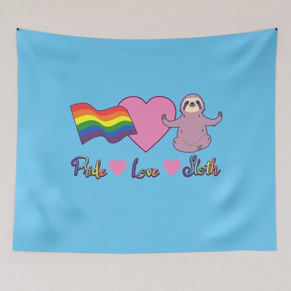 Aperçu de l'œuvre Drapeau arc-en-ciel Coeur Fierté Amour Paresseux créée et vendue par MindfulMeta.