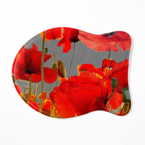 RED-ORANGE GARDEN POPPY FLOWERS PATTERN ART Cat Mat
