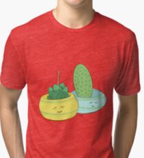 Happy Cactus pots Tri-blend T-Shirt