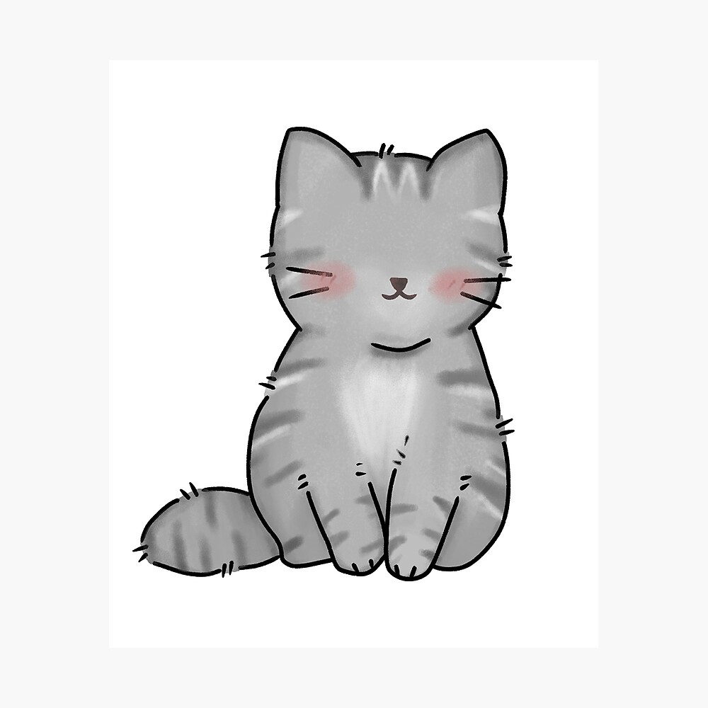 cute gray cat cartoon sticker.