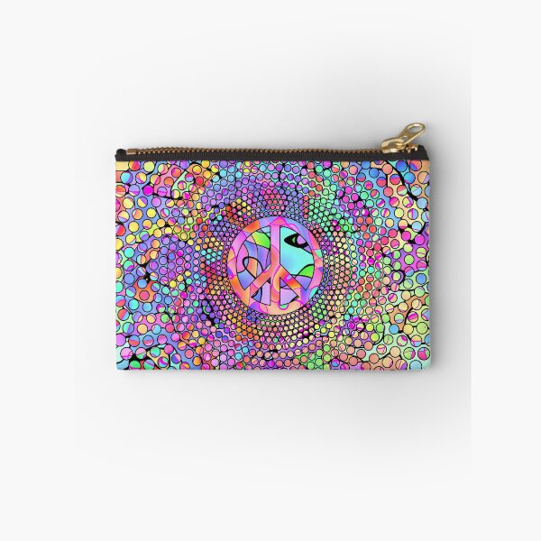 Item preview, PEACE sign on Squiggly Loops Watercolor pattern designed and sold by EDDArt.