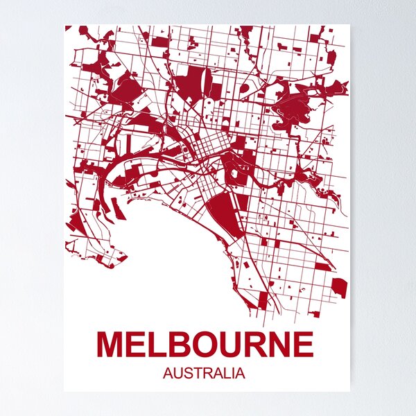 Item preview, Melbourne Map Art red wine color Australia designed and sold by EpicMaps.