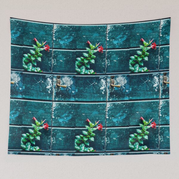 Item preview, Red flower against old door designed and sold by Silvia Ganora.