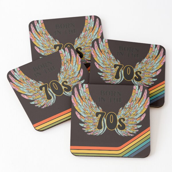 Item preview, Born in the 70s geometric abstract pattern retro stripes with wings designed and sold by MagicStrawberry.