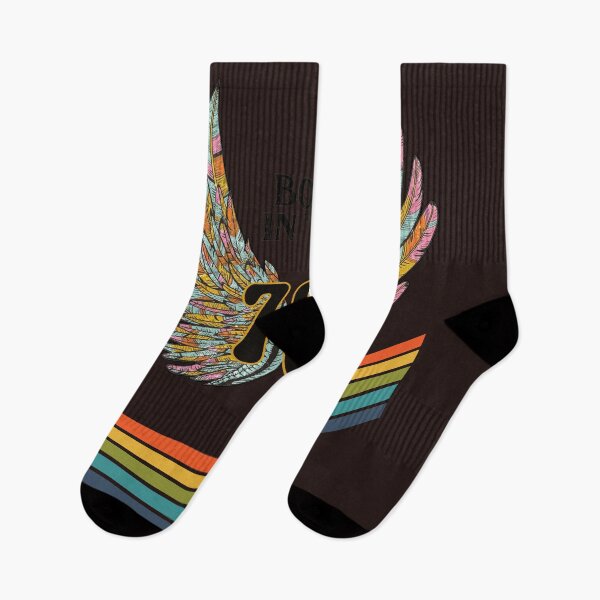 Item preview, Born in the 70s geometric abstract pattern retro stripes with wings designed and sold by MagicStrawberry.