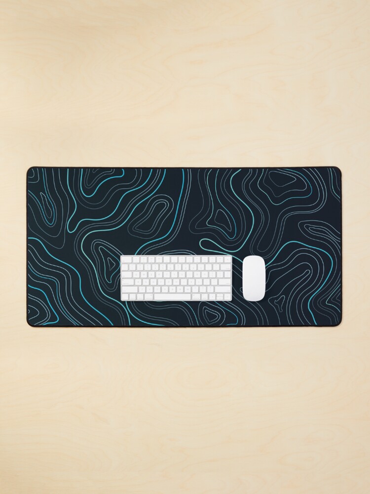 Aperçu 1 sur 5. Tapis de souris avec l'œuvre Résumé des lignes topographiques bleu sarcelle esthétique minimaliste créée et vendue par Doa-ibu.