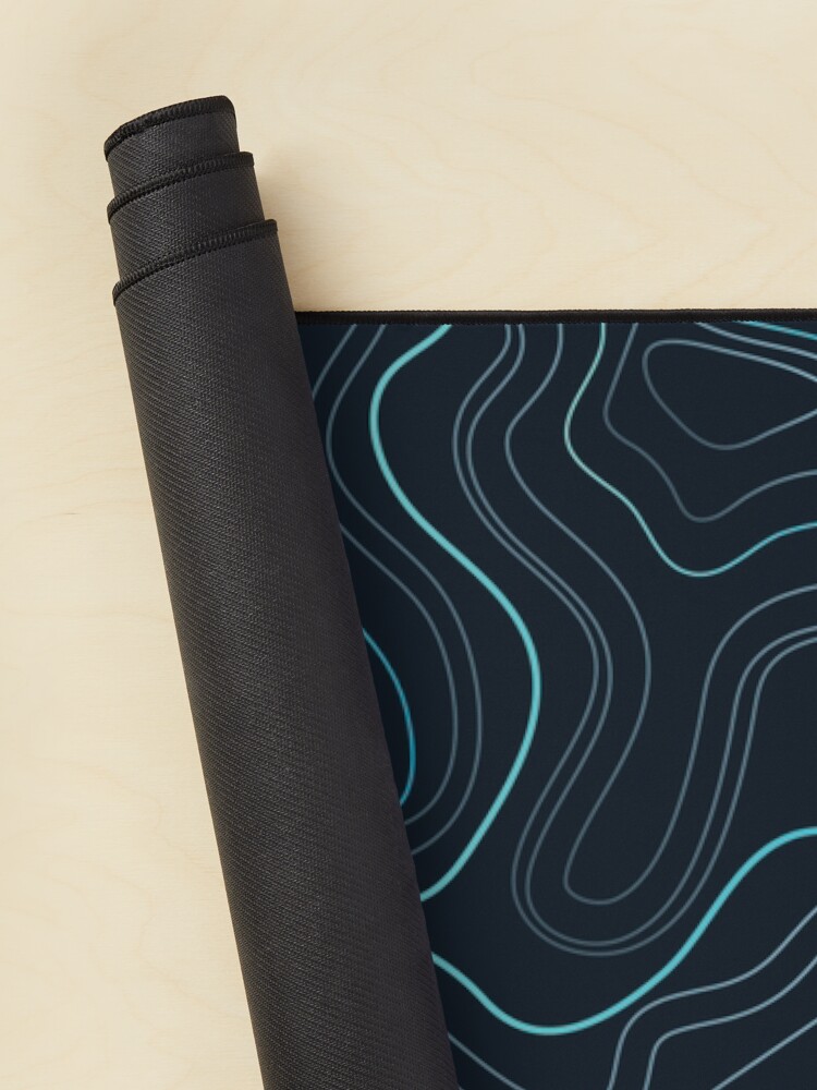 Aperçu 2 sur 5. Tapis de souris avec l'œuvre Résumé des lignes topographiques bleu sarcelle esthétique minimaliste créée et vendue par Doa-ibu.