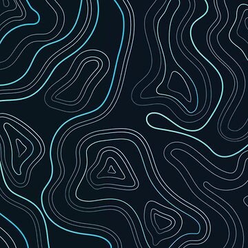 Aperçu de l'œuvre Résumé des lignes topographiques bleu sarcelle esthétique minimaliste de Doa-ibu