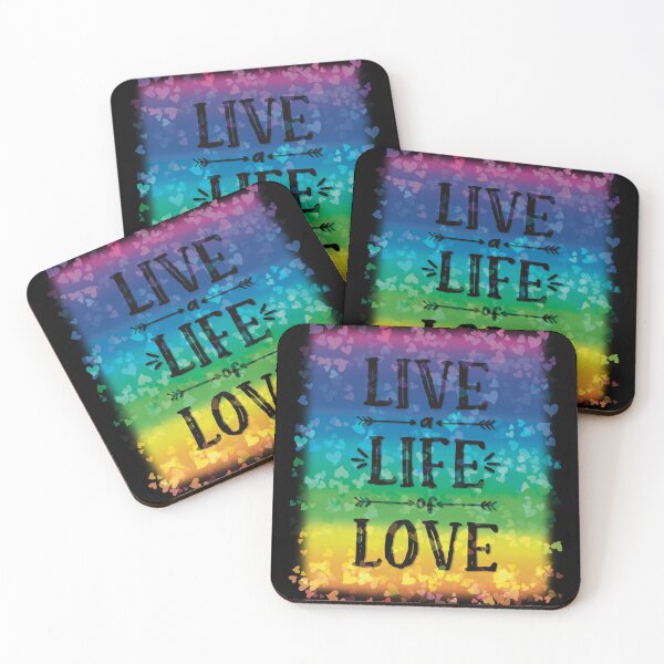 Item preview, Live a Life of Love! Rainbows Hearts Pride Good Vibes designed and sold by MunsyArt.