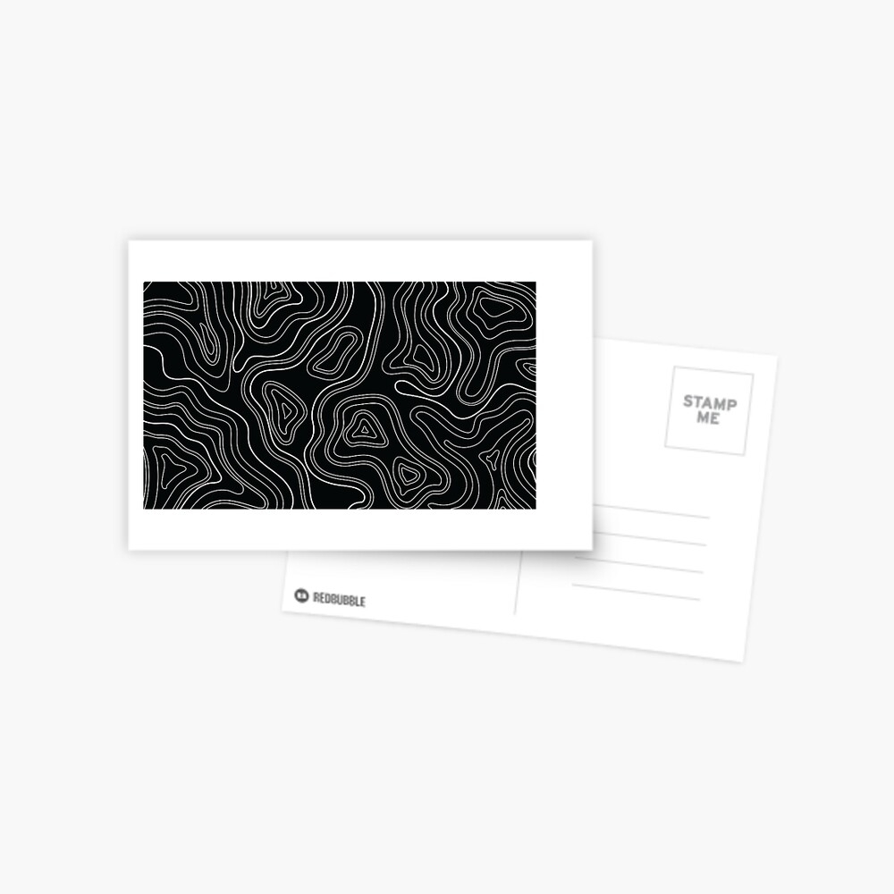 Minimalist Aesthetic White on Black Topographic Lines Abstract Mouse Pad  for Sale by Doa-ibu