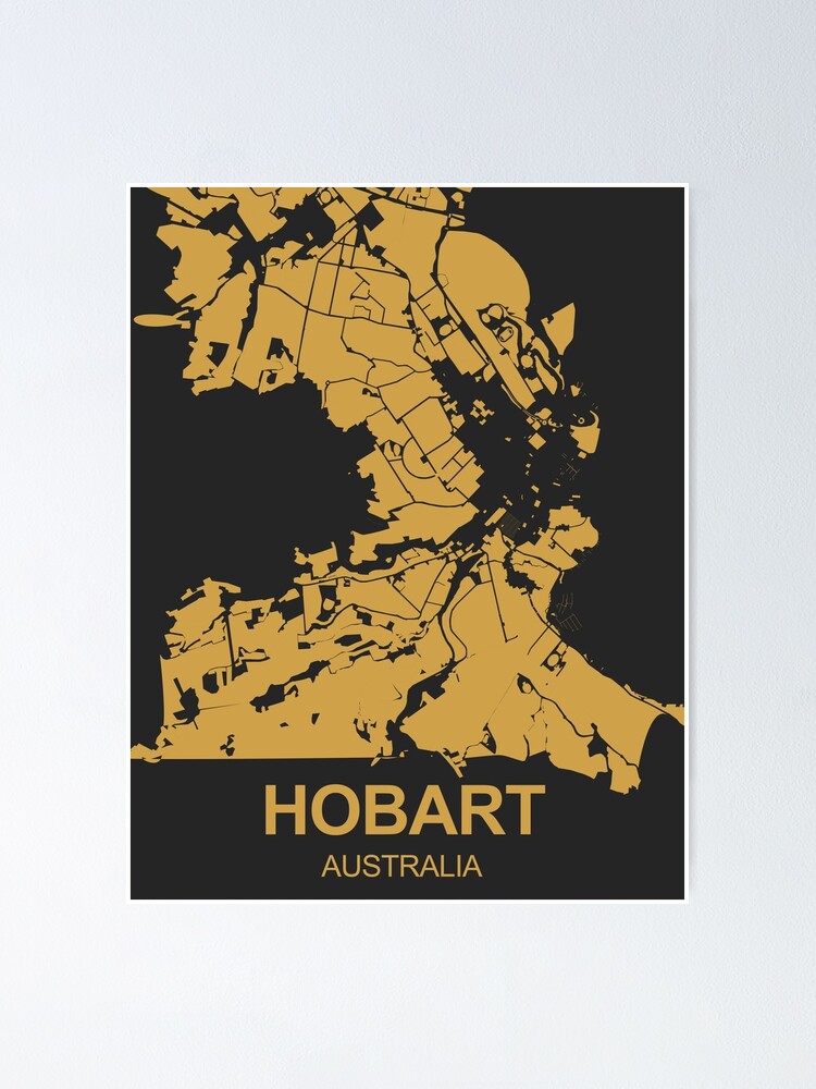 "Hobart Map Art Black Gold Australia" Poster for Sale by EpicMaps