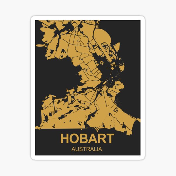 "Hobart Map Art Black Gold Australia" Sticker for Sale by EpicMaps