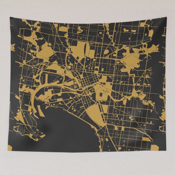 Item preview, Melbourne Map Art Black Gold Australia designed and sold by EpicMaps.