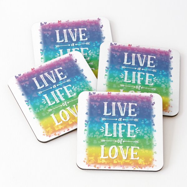 Item preview, Live a Life of Love! Rainbows Hearts Pride Good Vibes designed and sold by MunsyArt.