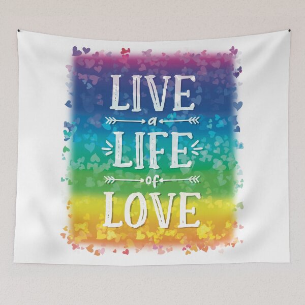 Item preview, Live a Life of Love! Rainbows Hearts Pride Good Vibes designed and sold by MunsyArt.