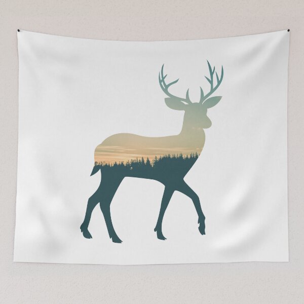Item preview, Forest Trees Under Calm Sky Reindeer  | Cute Reindeer designed and sold by BopleDesigns.