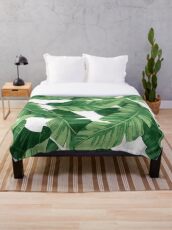 Tropical banana leaves II Throw Blanket