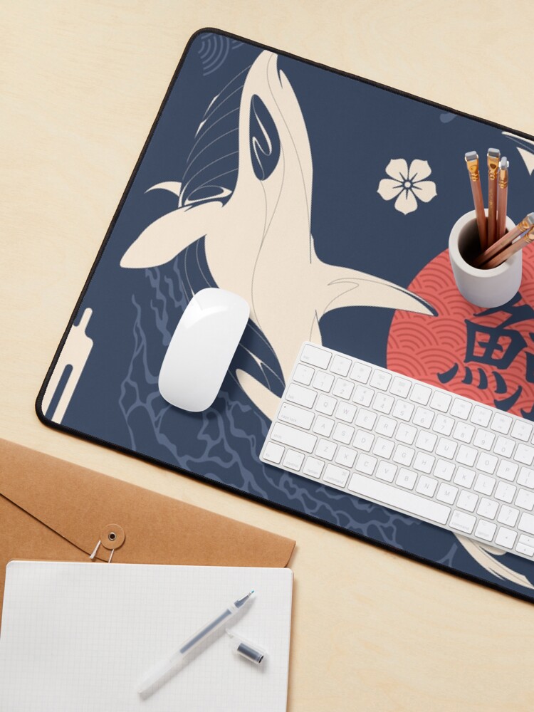 Aperçu 3 sur 5. Tapis de souris avec l'œuvre Esthétique Minimaliste Yin Yang Orca Baleine Art Japonais créée et vendue par Doa-ibu.