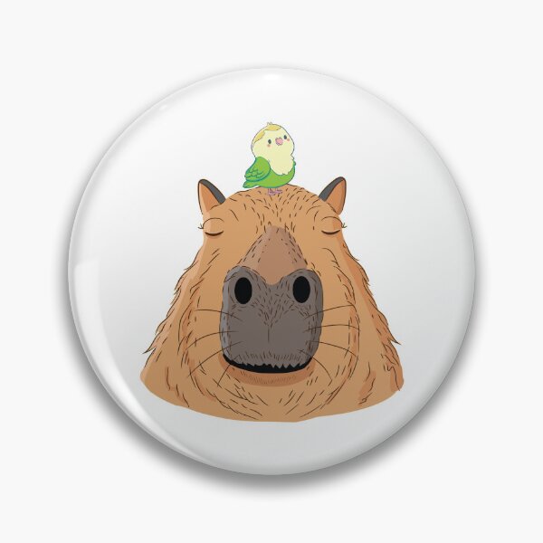 Item preview, Budgie sitting on Capybara Friendly Animals Rodent Design designed and sold by alltheprints.