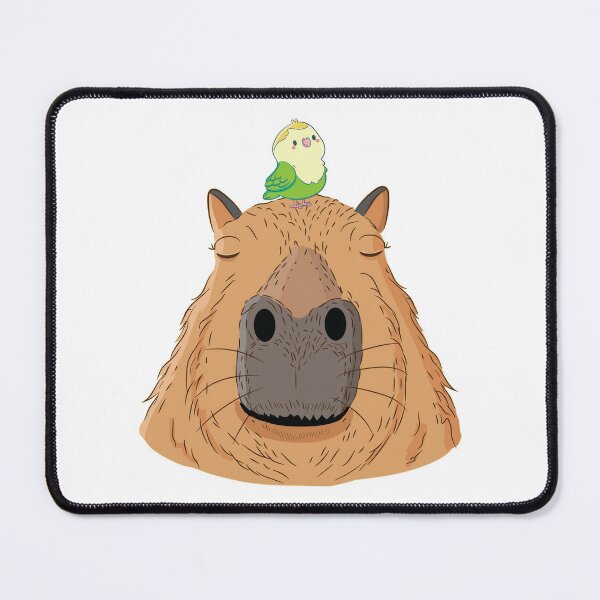 Budgie sitting on Capybara Friendly Animals Rodent Design Sticker