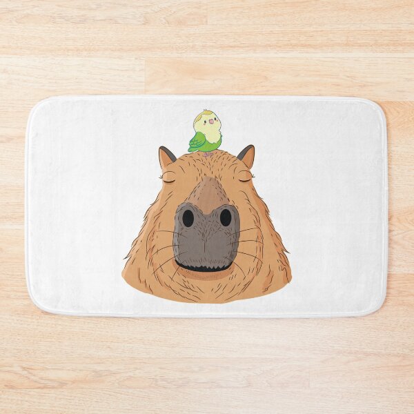 Item preview, Budgie sitting on Capybara Friendly Animals Rodent Design designed and sold by alltheprints.