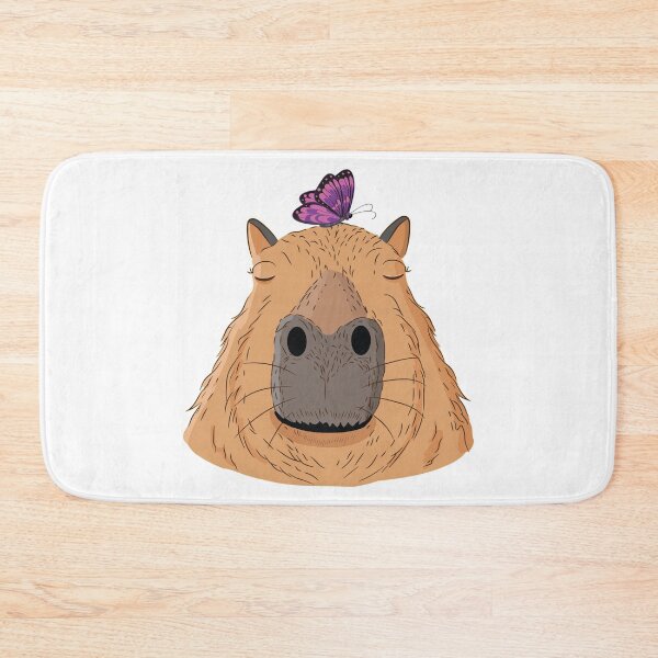 Item preview, Butterfly sitting on Capybara Friendly Animals Rodent Design  designed and sold by alltheprints.