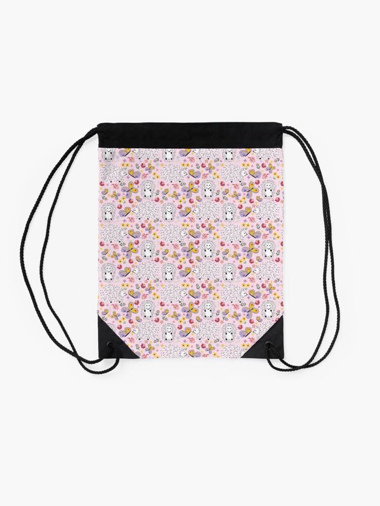 Alternate view of Hedgehogs and Butterflies Drawstring Bag