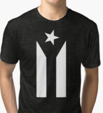 Puerto Rico Black & White Protest Flag Tri-blend T-Shirt