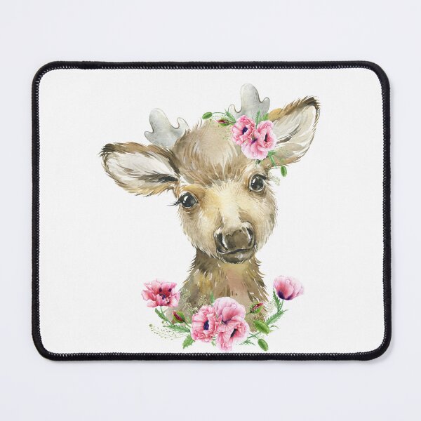 Item preview, Woodland Elk with Pink Floral Poppies designed and sold by Paulele.