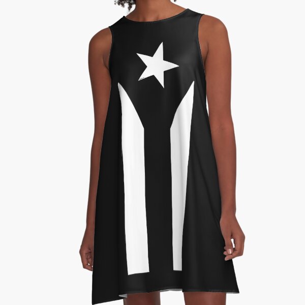 Puerto Rico Black & White Protest Flagge A-Linien Kleid