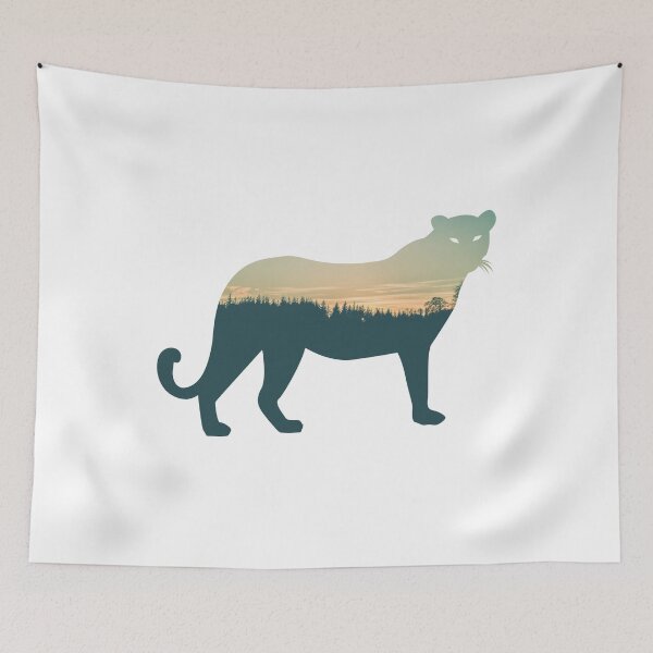 Item preview, Forest Trees Under Calm Sky Snow Leopard | Colorful Leopard designed and sold by BopleDesigns.