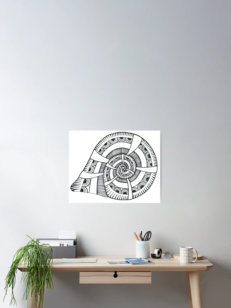 Thumbnail 2 of 3, Poster, Zentangle Shell designed and sold by Artezza Chiera.