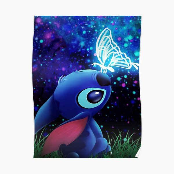 stitch butterfly Starry sky Poster